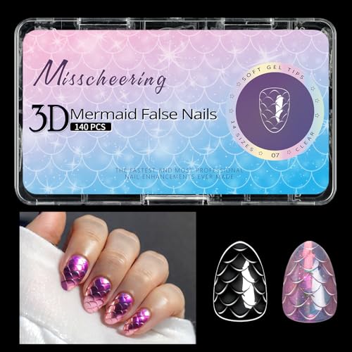 Mermaids Press Auf Nägel Vollbezüge Gefälschte Künstliche Acrylkleber Stick On For Women Girls Klebstoff Nagel von BUBEFSKD