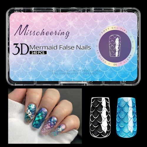 Mermaids Press Auf Nägel Vollbezüge Gefälschte Künstliche Acrylkleber Stick On For Women Girls Klebstoff Nagel von BUBEFSKD