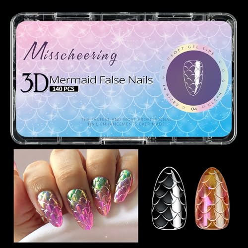 Mermaids Press Auf Nägel Vollbezüge Gefälschte Künstliche Acrylkleber Stick On For Women Girls Klebstoff Nagel von BUBEFSKD