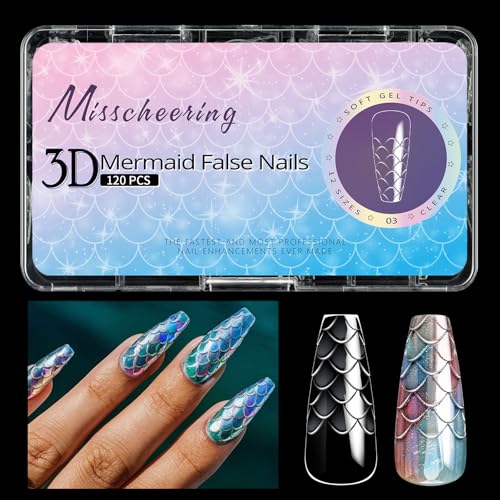 Mermaids Press Auf Nägel Vollbezüge Gefälschte Künstliche Acrylkleber Stick On For Women Girls Klebstoff Nagel von BUBEFSKD