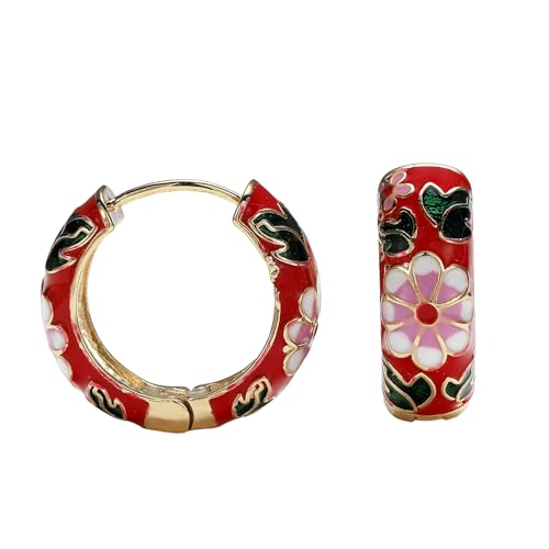 Mode Dangle Ohrringe Rund Hoop Geometrische Ohrringe Emaille Blumenohrschnallen Accessoires Elegant von BUBEFSKD