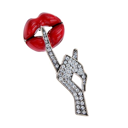 Modische Anspruchsvolle Lippenanzuganzug Pin Mit Tropfenden Öldesigns Kontrastzubehör Für Partyversorgungen Kostüme Strassstift Lappelstift von BUBEFSKD