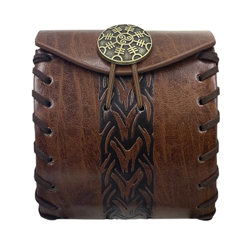 Multifunktionale Münze Geldbörse Brieftasche PU Leder Geldbeutel Mittelalterlicher Tailentasche Renaissances Gürtel Würfel PU Lederwürfel Gürtel Mittelalterlicher Beutel Cosplay von BUBEFSKD