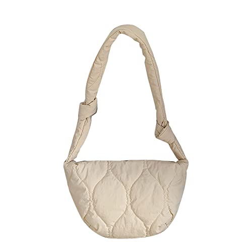 Nylon Crossbody Bag Trendy Semicircle Satchel Casual Chest Taschen Feste Farbhandtasche Retro Schulter Mit Reißverschluss Vollfarbe Vintage Falten Achselhautbeutel Tasche Satchel Einfaches Und von BUBEFSKD