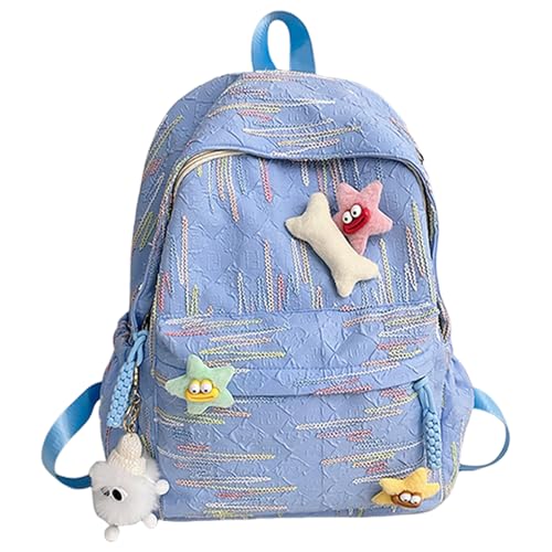 Nylon Daypack Mit Großer Kapazität Für Modedamen Teen Girls Vielseitige Schultasche Korean Süße Bunte Streifen Rucksack Casual Daypack von BUBEFSKD