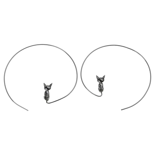 Persönlichkeit Super Big Circles Hoop Ohrringe Für Frauen Mode Silber Schwarz Schmuck Retro Runde Kreis Katzen Kreis Hoop Klobige Mädchen Katzen Mädchen von BUBEFSKD
