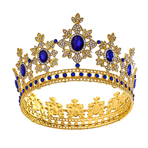 Royal King Crowns Gold Tiaras Runde Kronendem Diadem Prom Hochzeit Haarschmuck Blau Für Stirnband De Stirnband Für Braut Hochzeit Mädchen Mädchen von BUBEFSKD