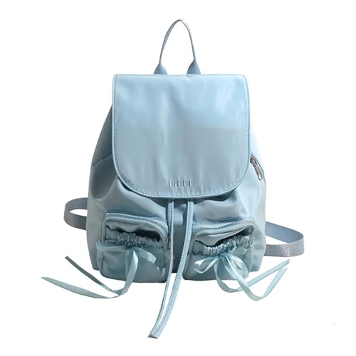 Schulstudentin Große Kapazität Nylon Rucksack Süßer Bowknot Geraumigtes Doppelpockets School Bag Daypack Für Frauen Verstellbare Träger Rucksack von BUBEFSKD