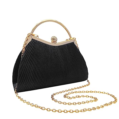 Umhängetasche Für Mädchen Frauen Pleite Formelle Abenddame Geldbeutel Hochzeit Clutches Cocktail Abschlussball Handtasche Silber/schwarze Clutch Frauen Abend Formelle Dame Geldbörse Elegantes Party von BUBEFSKD