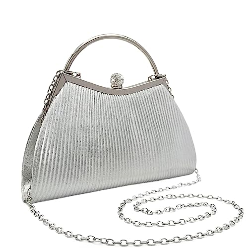 Umhängetasche Für Mädchen Frauen Pleite Formelle Abenddame Geldbeutel Hochzeit Clutches Cocktail Abschlussball Handtasche Silber/schwarze Clutch Frauen Abend Formelle Dame Geldbörse Elegantes Party von BUBEFSKD