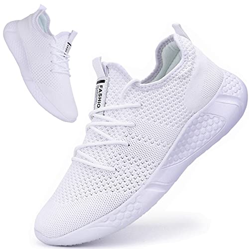 BUBUDENG Damen Turnschuhe Sportschuhe Freizeitschuhe Atmungsaktiv Laufschuhe Straßenlaufschuhe Sneaker Trainer für Outdoor Fitness Gym Walkingschuhe Weiß,EU 36 von BUBUDENG