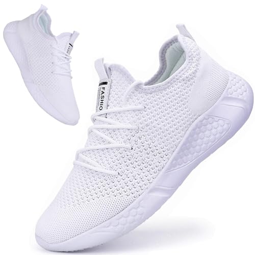 BUBUDENG Damen Sneaker Turnschuhe Sportschuhe Freizeitschuhe Atmungsaktiv Laufschuhe Straßenlaufschuhe Schuhe Fitness Gym Walkingschuhe Weiss,EU 36 von BUBUDENG