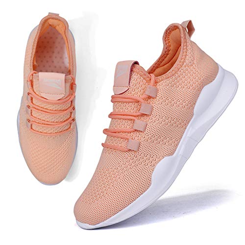 BUBUDENG Damen Turnschuhe Sportschuhe Freizeitschuhe Atmungsaktiv Laufschuhe Straßenlaufschuhe Sneaker Trainer für Outdoor Fitness Gym Walkingschuhe Rosa,EU 36 von BUBUDENG