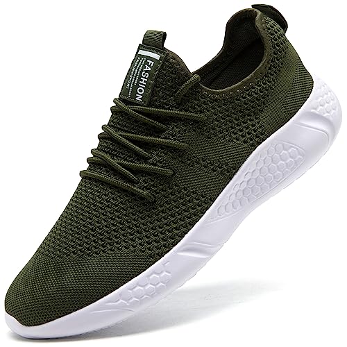 BUBUDENG Herren Laufschuhe Sportschuhe Sneaker Straßenlaufschuhe Turnschuhe Leichtgewichts Laufschuhe Freizeit Atmungsaktive Fitness Schuhe,Grün,EU 40 von BUBUDENG