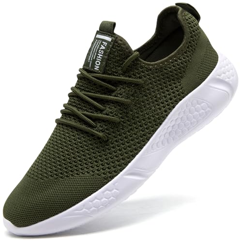 BUBUDENG Herren Laufschuhe Sportschuhe Sneaker Straßenlaufschuhe Turnschuhe Leichtgewichts Laufschuhe Freizeit Atmungsaktive Fitness Schuhe,Grün,EU 45 von BUBUDENG