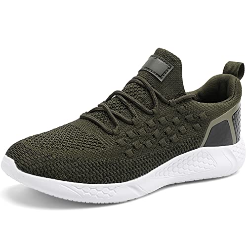 BUBUDENG Herren Laufschuhe Sportschuhe Sneaker Straßenlaufschuhe Turnschuhe Outdoor Leichtgewichts Laufschuhe Freizeit Atmungsaktive Fitness Schuhe,Grün,EU 41 von BUBUDENG