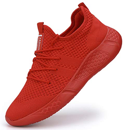 BUBUDENG Herren Schuhe Laufschuhe Sportschuhe Sneaker Straßenlaufschuhe Turnschuhe Outdoor Leichtgewichts Laufschuhe Freizeit Atmungsaktive Fitness Schuhe Rot EU 39 von BUBUDENG