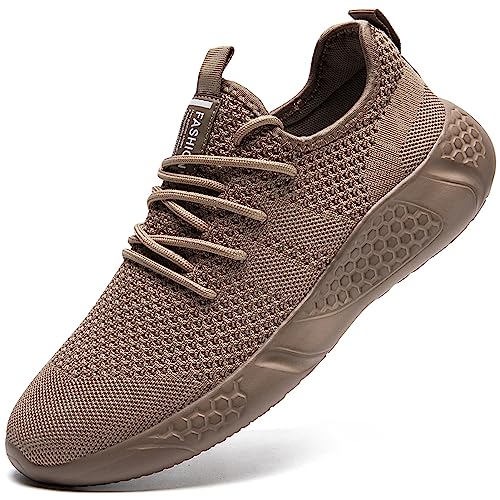 BUBUDENG Herren Schuhe Laufschuhe Sneaker Turnschuhe Sportschuhe Leichtgewichts Straßenlaufschuhe Freizeit Atmungsaktive Fitness Schuhe Braun EU 40 von BUBUDENG