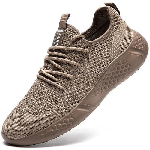 BUBUDENG Herren Schuhe Laufschuhe Sneaker Turnschuhe Sportschuhe Leichtgewichts Straßenlaufschuhe Freizeit Atmungsaktive Fitness Schuhe Braun EU 45 von BUBUDENG