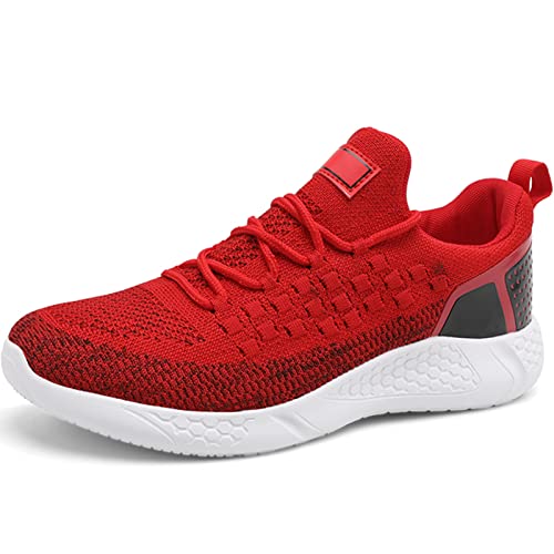 BUBUDENG Herren Schuhe Laufschuhe Sportschuhe Sneaker Straßenlaufschuhe Turnschuhe Outdoor Leichtgewichts Laufschuhe Freizeit Atmungsaktive Fitness Schuhe Rot EU 40 von BUBUDENG