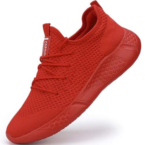 BUBUDENG Herren Schuhe Laufschuhe Sportschuhe Sneaker Straßenlaufschuhe Turnschuhe Outdoor Leichtgewichts Laufschuhe Freizeit Atmungsaktive Fitness Schuhe Rot EU 45 von BUBUDENG