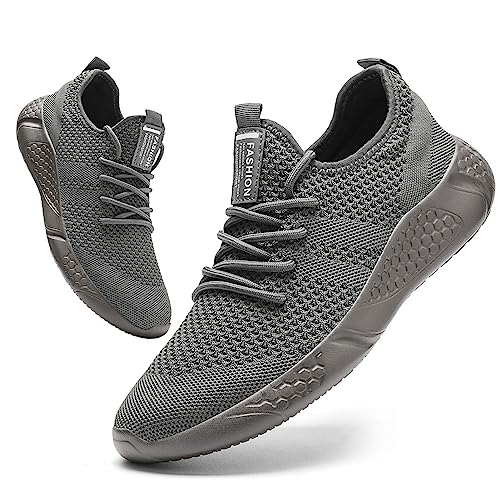 BUBUDENG Herren Schuhe Laufschuhe Sportschuhe Sneaker Turnschuhe Straßenlaufschuhe Leichtgewichts Freizeit Atmungsaktive Fitness Schuhe Grau EU 48 von BUBUDENG