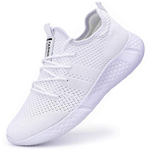 BUBUDENG Herren Sneaker Laufschuhe Sportschuhe Sneaker Turnschuhe Straßenlaufschuhe Leichtgewichts Freizeit Atmungsaktive Fitness Schuhe Weiß EU 47 von BUBUDENG