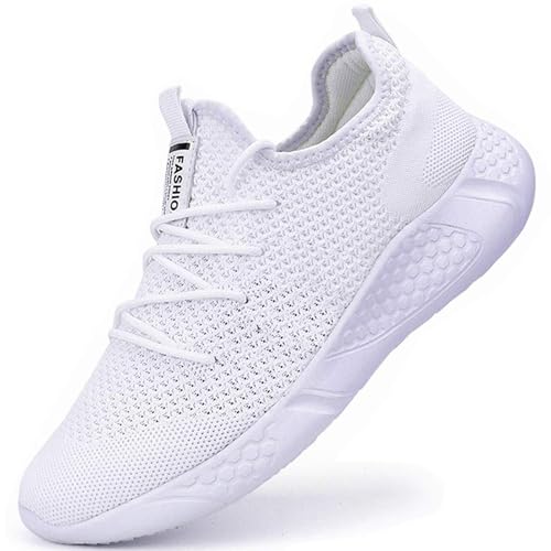 BUBUDENG Herren Sneaker Laufschuhe Sportschuhe Sneaker Turnschuhe Straßenlaufschuhe Leichtgewichts Freizeit Atmungsaktive Fitness Schuhe Weiß EU 48 von BUBUDENG