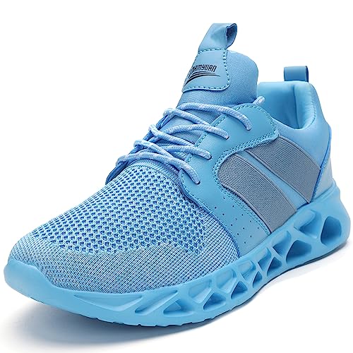 BUBUDENG Sneaker Herren Sportschuhe Laufschuhe Turnschuhe Canvas Sneakers Atmungsaktiv Fitness Schuhe Leichtgewichts Walkingschuhe Joggingschuhe Himmelblau Größe 39 EU von BUBUDENG