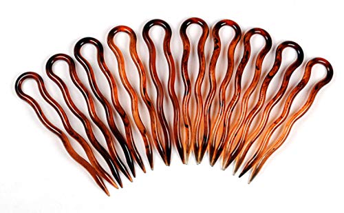 10 Stück einfache und flache Haarnadeln, 7 cm, Havanna Braun von BUCO