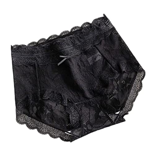 BUCROS Unterwäsche Damen 3 Stück/Damen Unterwäsche Panty Sexy Spitze Unterhose Mädchen Spurlos Dünne Shorts Mid Waist Nahtlose Unterhose - Schwarz Temperament, Xl von BUCROS