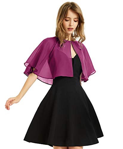 Damen Soft Chiffon Schal Wraps Shrug für Abendkleid Hochzeit Cape Bolero Flapper Cover Up, Fuchsia, Einheitsgröße von BUCUXE