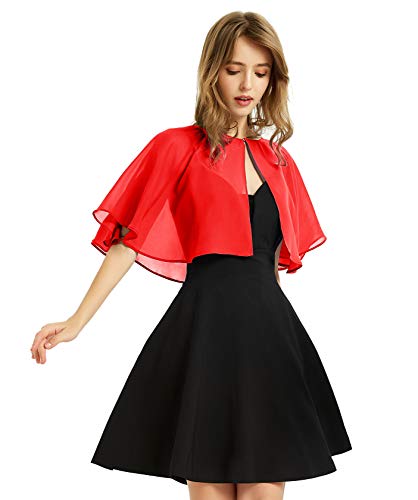 Damen Soft Chiffon Schal Wraps Shrug für Abendkleid Hochzeit Cape Bolero Flapper Cover Up, Rot/Ausflug, einfarbig (Getaway Solids), Einheitsgröße von BUCUXE
