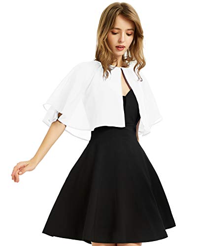Damen Soft Chiffon Schal Wraps Shrug für Abendkleid Hochzeit Cape Bolero Flapper Cover Up, Weiss/opulenter Garten, Einheitsgröße von BUCUXE