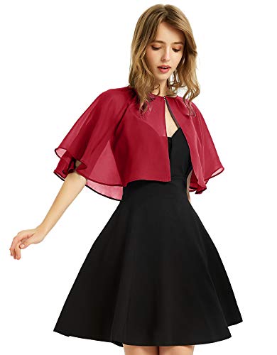 XinQi Damen Soft Chiffon Schal Wraps Shrug für Abendkleid Hochzeit Cape Bolero Flapper Cover Up - Rot - Einheitsgröße von BUCUXE