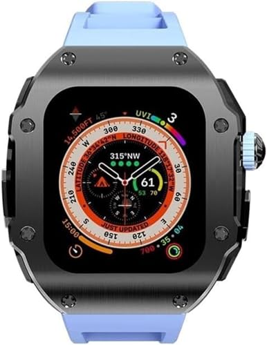 BUDAY 49 mm luxuriöses Edelstahl-Gehäuse, Gummi-Uhrenarmband, Schmetterlingsverschluss, DIY-Mod-Kit, für Apple Watch Ultra 8, 49 mm Serie, Ersatzzubehör, 49 mm, Achat von BUDAY