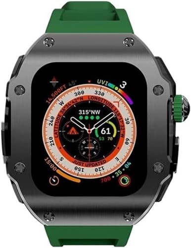 BUDAY 49 mm luxuriöses Edelstahl-Gehäuse, Gummi-Uhrenarmband, Schmetterlingsverschluss, DIY-Mod-Kit, für Apple Watch Ultra 8, 49 mm Serie, Ersatzzubehör, 49 mm, Achat von BUDAY