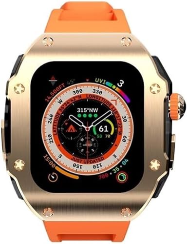 BUDAY 49 mm luxuriöses Edelstahl-Gehäuse, Gummi-Uhrenarmband, Schmetterlingsverschluss, DIY-Mod-Kit, für Apple Watch Ultra 8, 49 mm Serie, Ersatzzubehör, 49 mm, Achat von BUDAY