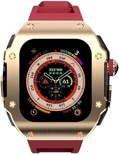 BUDAY 49 mm luxuriöses Edelstahl-Gehäuse, Gummi-Uhrenarmband, Schmetterlingsverschluss, DIY-Mod-Kit, für Apple Watch Ultra 8, 49 mm Serie, Ersatzzubehör, 49 mm, Achat von BUDAY