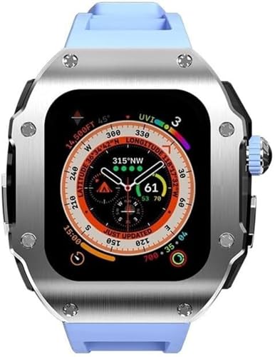 BUDAY 49 mm luxuriöses Edelstahl-Gehäuse, Gummi-Uhrenarmband, Schmetterlingsverschluss, DIY-Mod-Kit, für Apple Watch Ultra 8, 49 mm Serie, Ersatzzubehör, 49 mm, Achat von BUDAY