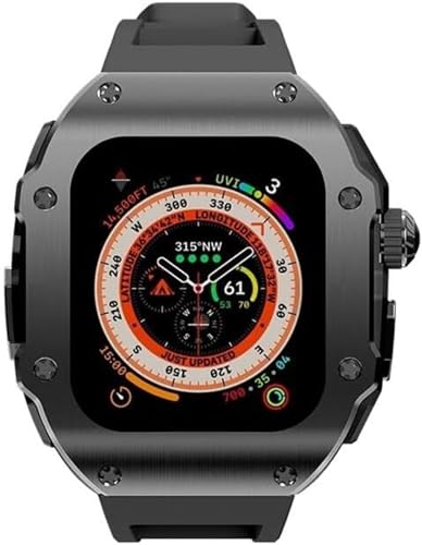 BUDAY 49 mm luxuriöses Edelstahl-Gehäuse, Gummi-Uhrenarmband, Schmetterlingsverschluss, DIY-Mod-Kit, für Apple Watch Ultra 8, 49 mm Serie, Ersatzzubehör, 49 mm, Achat von BUDAY