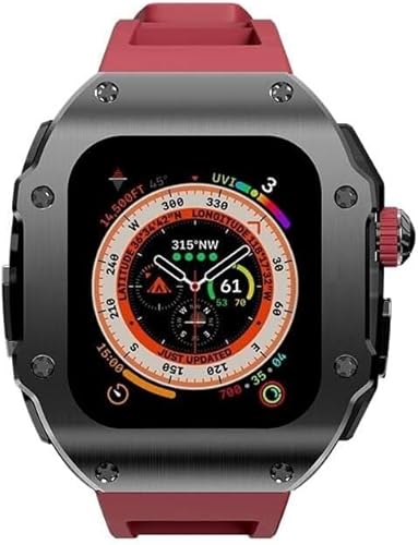 BUDAY 49 mm luxuriöses Edelstahl-Gehäuse, Gummi-Uhrenarmband, Schmetterlingsverschluss, DIY-Mod-Kit, für Apple Watch Ultra 8, 49 mm Serie, Ersatzzubehör, 49 mm, Achat von BUDAY