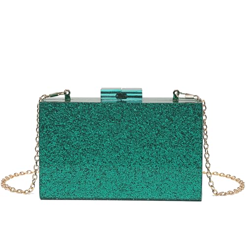 BUDAY All-Match, Acryl, Pailletten, klein, quadratisch, Party-Clutch, glitter green, Einheitsgröße von BUDAY