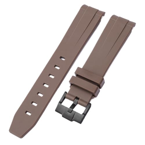 BUDAY Armband für Omega Swatch MoonSwatch, gebogenes Ende, Silikon-Gummi-Armband, für Herren und Damen, Sportuhrenarmband, Zubehör, 20 mm, Brown02, 20 mm von BUDAY