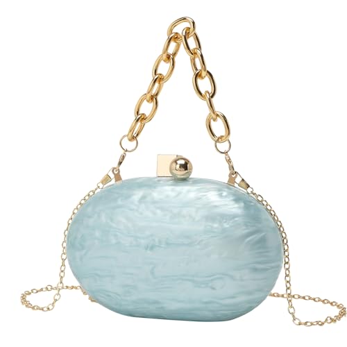 BUDAY Damen Fashion Trend Acryl Clutch Oval Tasche Kette Schultertasche, grün, Einheitsgröße von BUDAY