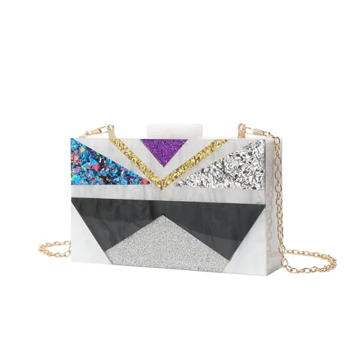 BUDAY Damen Fashion Trend Acryl Kette Schulter Messenger Bag Handytasche, bunt, Einheitsgröße von BUDAY