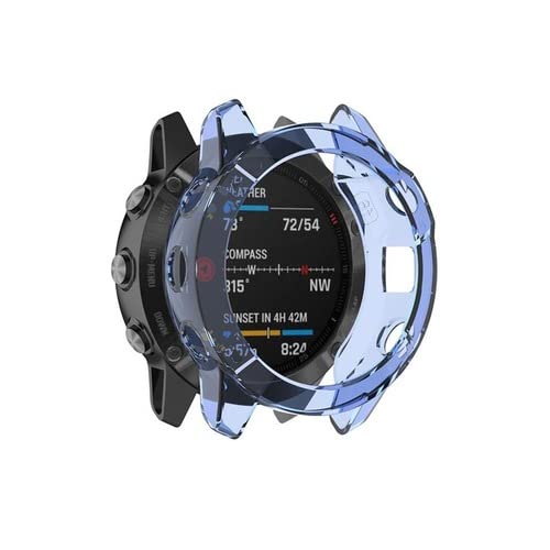 BUDAY Für Garmin Fenix 6 6x Pro TPU Watch Case Cover Frame Protection Ersatz Stoßfest Transparent Uhrengehäuse Metallschale Ring Rahmen (Farbe: I, Größe: für Fenix 6 Pro) von BUDAY