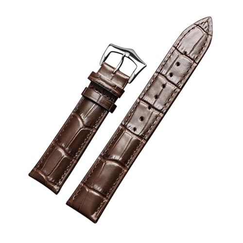 BUDAY Lederband 12/13/14/15/16/17/18/19/20/21/22/23/24/26mm Uhrenarmband Männer Frauen Kalbsleder Stahl Dornschließe Handgelenk Armband Uhrenarmbänder(Dark brown,23mm) von BUDAY