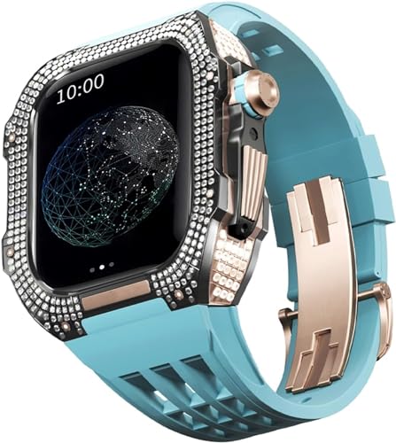 BUDAY Luxuriöses Titan-Metall-Uhrengehäuse + Fluoridkautschuk-Uhrenarmband, Modifikationsset, für Apple Watch Serie 8, 7, 6, 4, SE, 5, 44 mm, 45 mm, Metallgehäuse, Gummiband, Ersatz, For 45mm, Achat von BUDAY