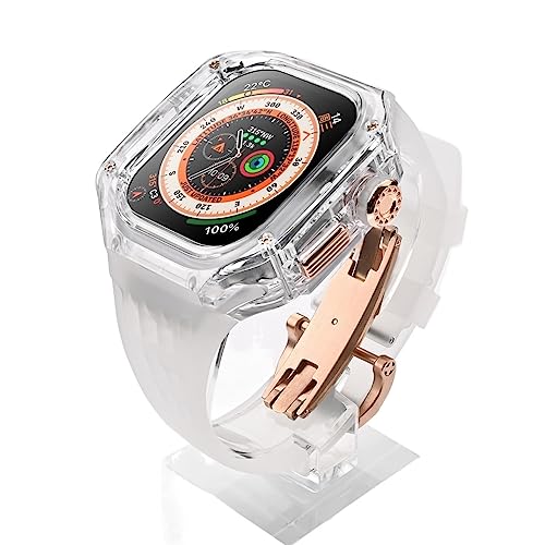 BUDAY Luxuriöses transparentes Gehäuse aus Fluorkautschuk-Armband, Umbauset für Apple Watch Ultra 8, 49 mm Serie, Sportarmband, Mod-Kit, 49 mm, Achat von BUDAY